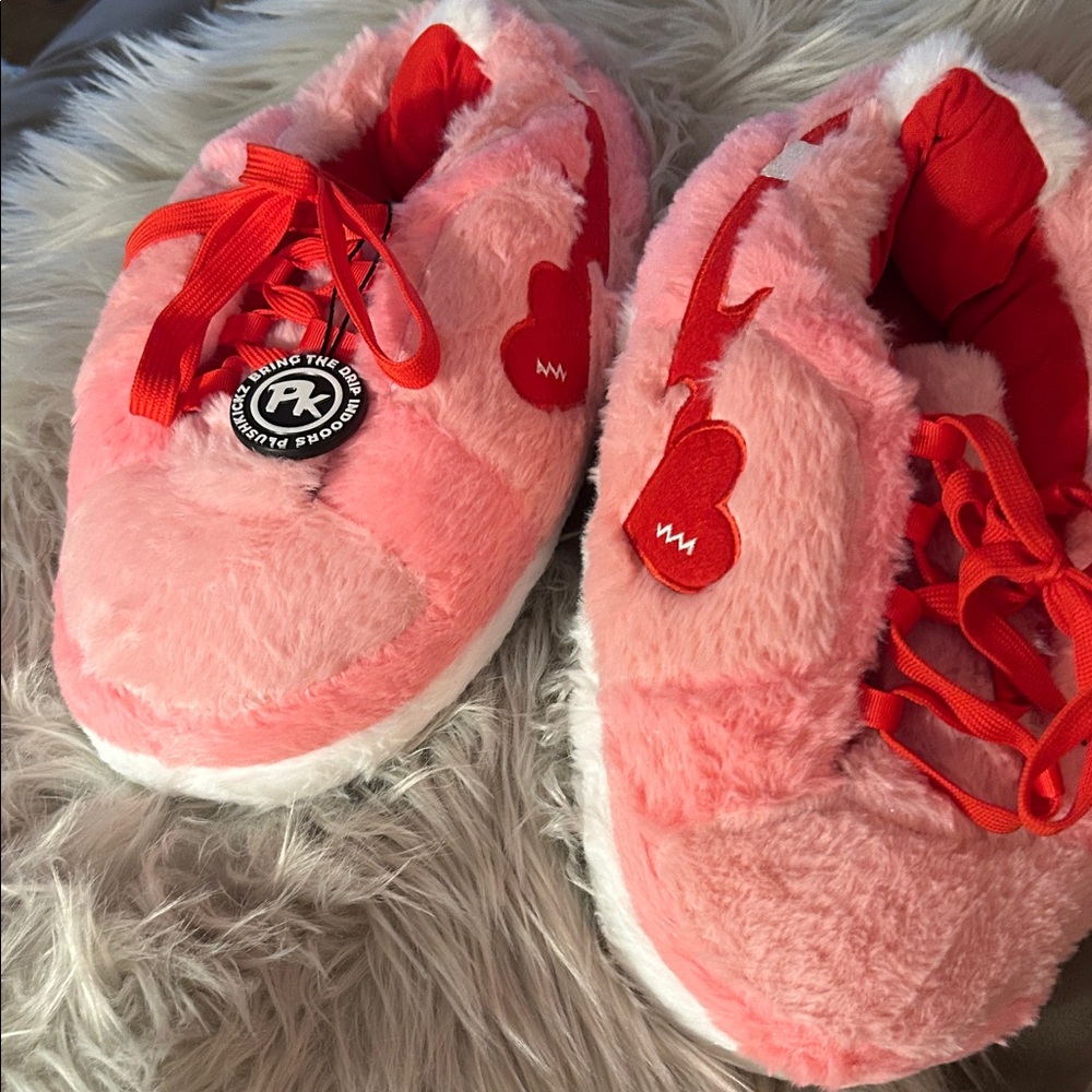 Plushkickz Pink Sneakers with Red Accents